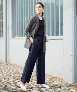 ICB 【新色追加・洗える】 ウールマットウース ダブル前ジャケット ウィンドウペンチェック柄