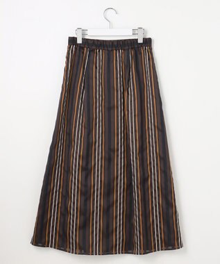 自由区 マルチストライプジャカード スカート ブラウン系