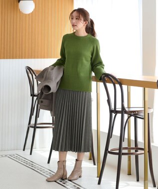 ANY 【10色展開/ウエストゴム】ウーリッシュフラノ プリーツスカート グレーグレンチェック