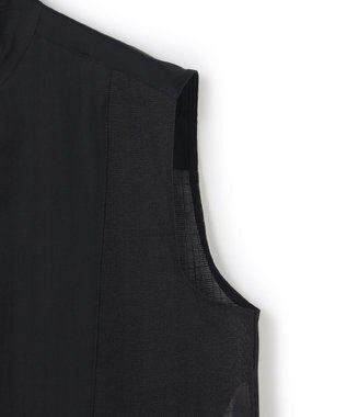 BEIGE， GOSHE / サテン切替 シアースタンドブラウス Black