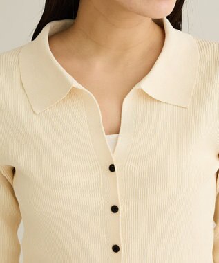 CRAFT STANDARD BOUTIQUE 襟付きコンパクトリブニットカーディガン Ivory