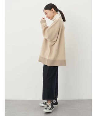 earth music&ecology ダイヤ柄ジャガードカーディガン Beige