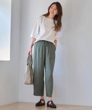 ANY 【ウエストゴム/UVケア/接触冷感】清涼リラックスワイドパンツ カーキ