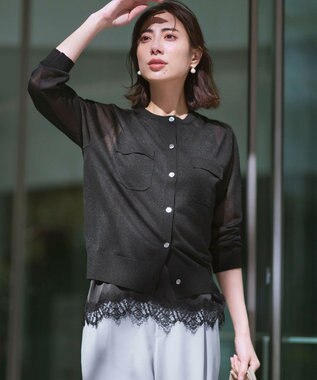 23区 S 【WEB&一部店舗限定カラーあり】シャイニーシアー フラップポケット カーディガン