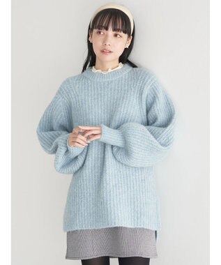 earth music&ecology フワフワＭＩＸヤーンチュニック Light Blue