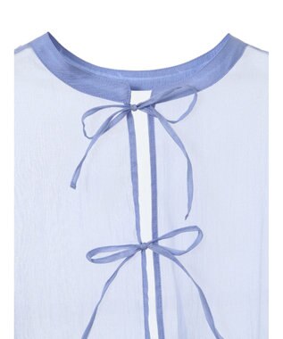 earth music&ecology シアーリボンシャツ Blue