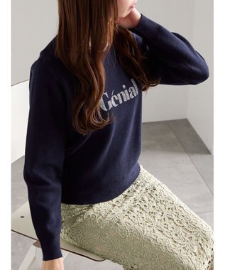 Te chichi ラインストーンレタードニットプルオーバー