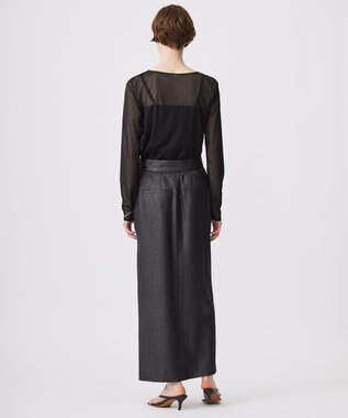 ICB L 【洗える】 マットトリコットチュール シアーカットソー ブラック系