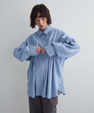 Green Parks ドロストシャーリングウエストタックシャツ Sax