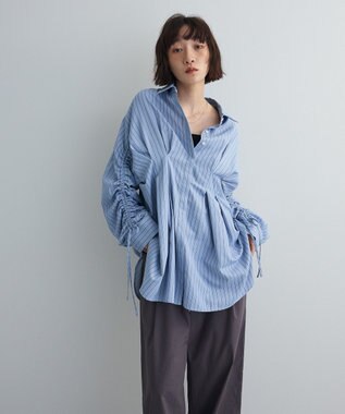 Green Parks ドロストシャーリングウエストタックシャツ Sax