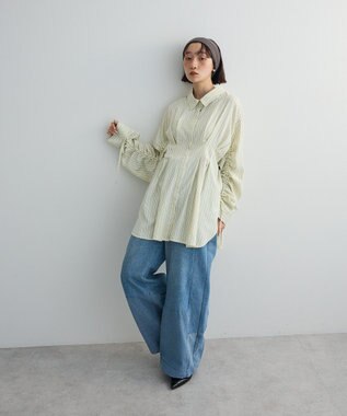 Green Parks ドロストシャーリングウエストタックシャツ Ivory