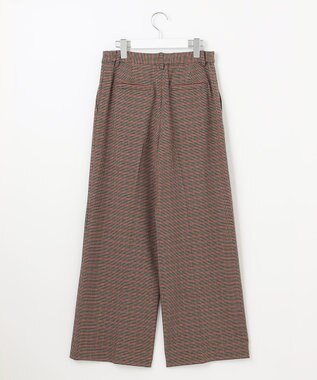 自由区 【洗える/撥水加工】TRギャバ チェック ワイドクロップドパンツ ブラウン系3