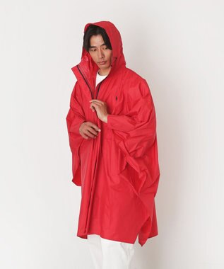 MOONBAT POLO RALPH LAUREN(ポロ ラルフローレン) ポロポニー ポケッタブル レインポンチョ レインコート 無地 フード 収納袋 ロゴ入 レディース レッド