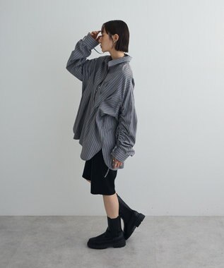 Green Parks ドロストシャーリングウエストタックシャツ Charcoal Gray