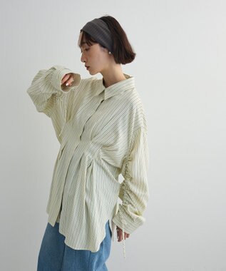 Green Parks ドロストシャーリングウエストタックシャツ Ivory