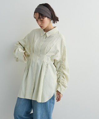 Green Parks ドロストシャーリングウエストタックシャツ Ivory