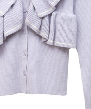 earth music&ecology Ｖネックフリルニットカーディガン Lavender