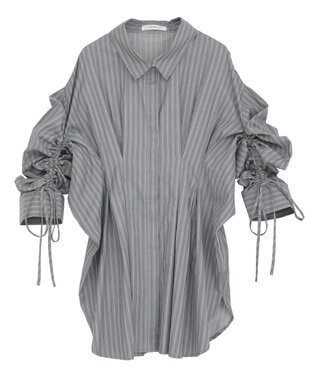 Green Parks ドロストシャーリングウエストタックシャツ Charcoal Gray