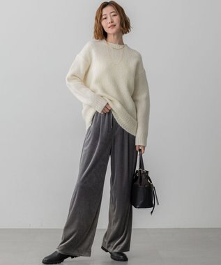 23区 【GOLD LABEL】プレミアムベロア ドロスト ワイドパンツ ライトグレー系