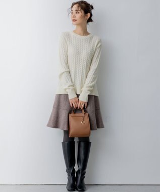 組曲 ネコアシツイードセミフレア スカート ダークブラウン系