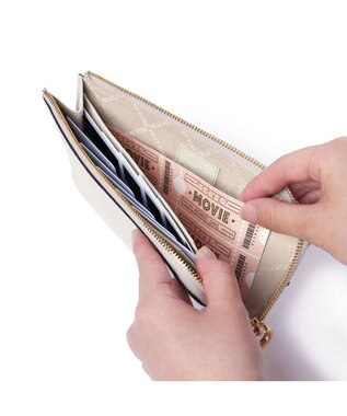 PELLE BORSA L字ファスナーコンパクト長財布 Minato ミナト 3500 アイボリー