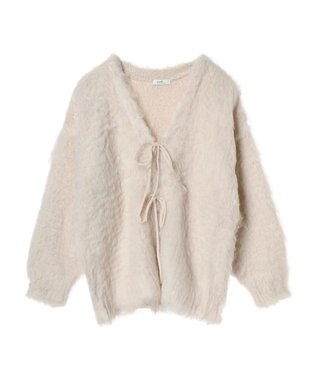 earth music&ecology 起毛リボンニットカーディガン Ecru