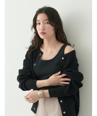 earth music&ecology ２ＷＡＹネックリブタンクトップ Black