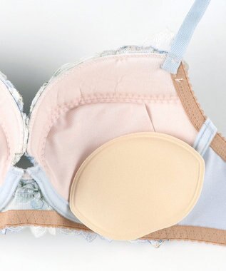 WACOAL ブラジャー 【リボンブラ 胸もとフィットながもち】 きれいな谷間をメイク 動いても谷間をキープ Gカップまで対応 大きいサイズ レディース BXB490 /ワコール サックス