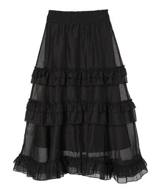 Green Parks ・ＥＬＥＮＣＡＲＥ　ＤＵＥ　シアーフリルティアードスカート Black