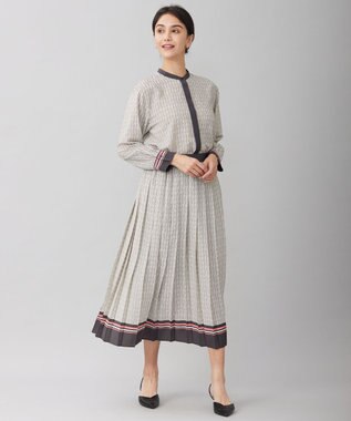 自由区 S 【セットアップ対応・洗える】モノグラムプリント スカート ベージュ×スレート