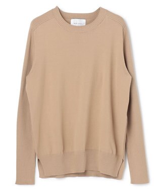 BEIGE， 【WEB限定・洗える】WILLOW / ストレッチクルーネックリブニット Milk Tea