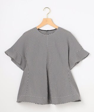 組曲 【先行予約】サッカーギンガムチェック ペプラムブラウス