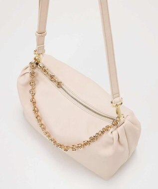 TOPKAPI 【TREASURE TOPKAPI】スムース レザー チェーン付き ショルダー バッグ ライトベージュ