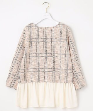 ANY SIS 【洗える】ネップツイードペプラム カットソー オレンジ系