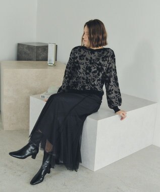 YECCA VECCA レイヤードチュールマーメイドスカート Charcoal Gray