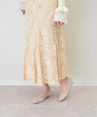 Bridget Birkin 【Bridget Birkin】レースチュール切り替えパンプス ベージュ雑材