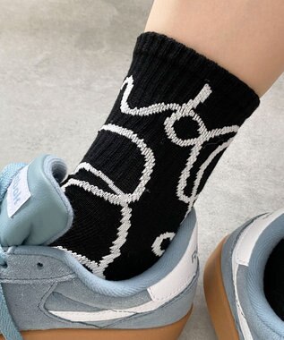 WEGO ニュアンスリブ底パイルクルーソックス ブラック