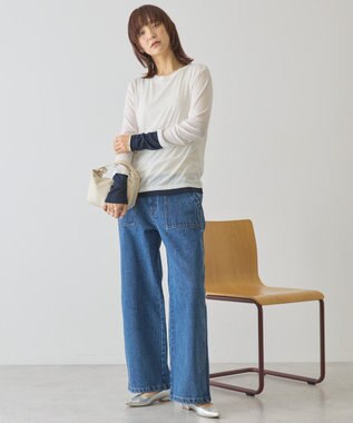 AMERICAN HOLIC 配色シアーレイヤードプルオーバー Navy