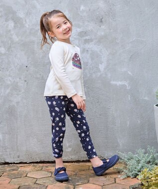 ANY KIDS 総柄プリントレギンス ネイビー×ネコ