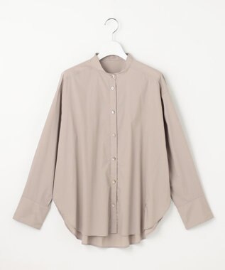 自由区 L 【スタイリストコラボ・洗える】SOMELOSバンドカラー シャツ モカ