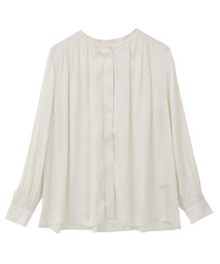 YECCA VECCA サテンギャザーブラウス Off White