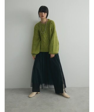 Green Parks armonia. ケーブルニットプルオーバー Light Green