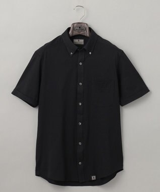GOTAIRIKU 【吸汗速乾】クールマックス鹿の子 半袖ビズシャツ_ボタンダウン ブラック系