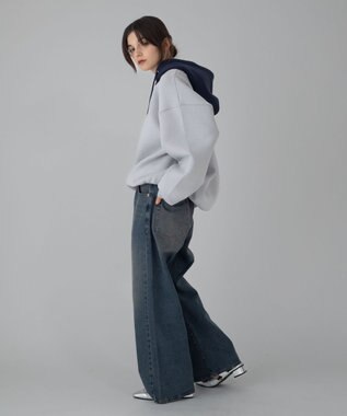 WEGO 【ユニセックス着用ITEM/ウエスト調整可】フレアデニムパンツ デニム中濃加工色