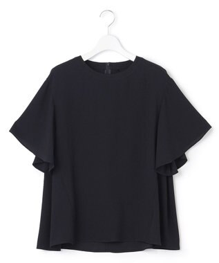 23区 【洗える】バックサテンアムンゼン ネックステッチ ブラウス ネイビー系