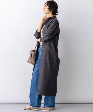 23区 【先行予約】ナイロンコットンタフタ シャツワンピース ダークブラウン系