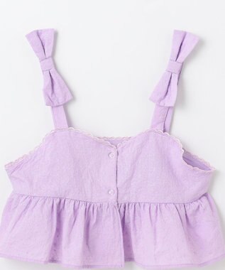 ANY KIDS キャミソール付き 長袖Tシャツ ラベンダー×オフホワイト