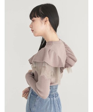earth music&ecology ショルダーチュールレースプルオーバー Mocha