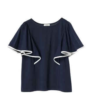 earth music&ecology パイピングフレアスリーブカットソー Navy