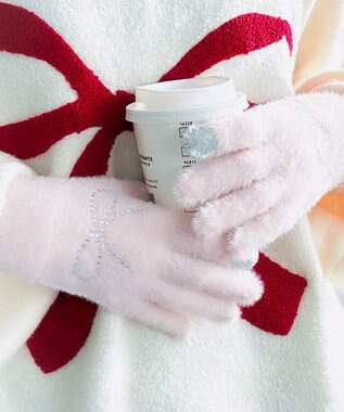 WEGO 【手袋】リボンラインストーングローブ ライトピンク